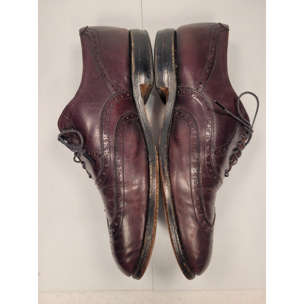 Allen Edmonds McAllister Mens Burgundy Leather Wingtip Oxford Dress Shoes 10.5 B - Picture 4 of 10